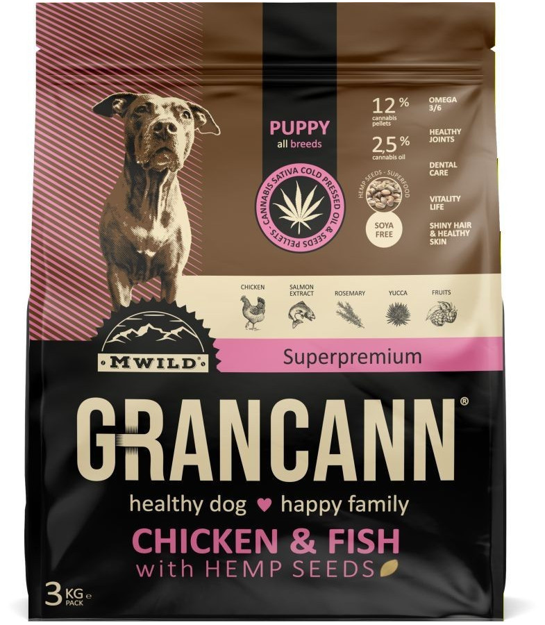 Grancann Chicken wiych Fish & Hemp seeds Puppy 3 kg