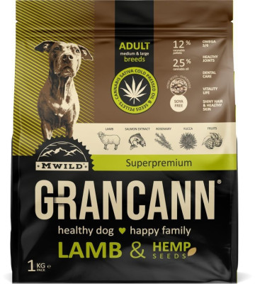Grancann Lamb & Hemp seeds adult  medium & large 1 kg